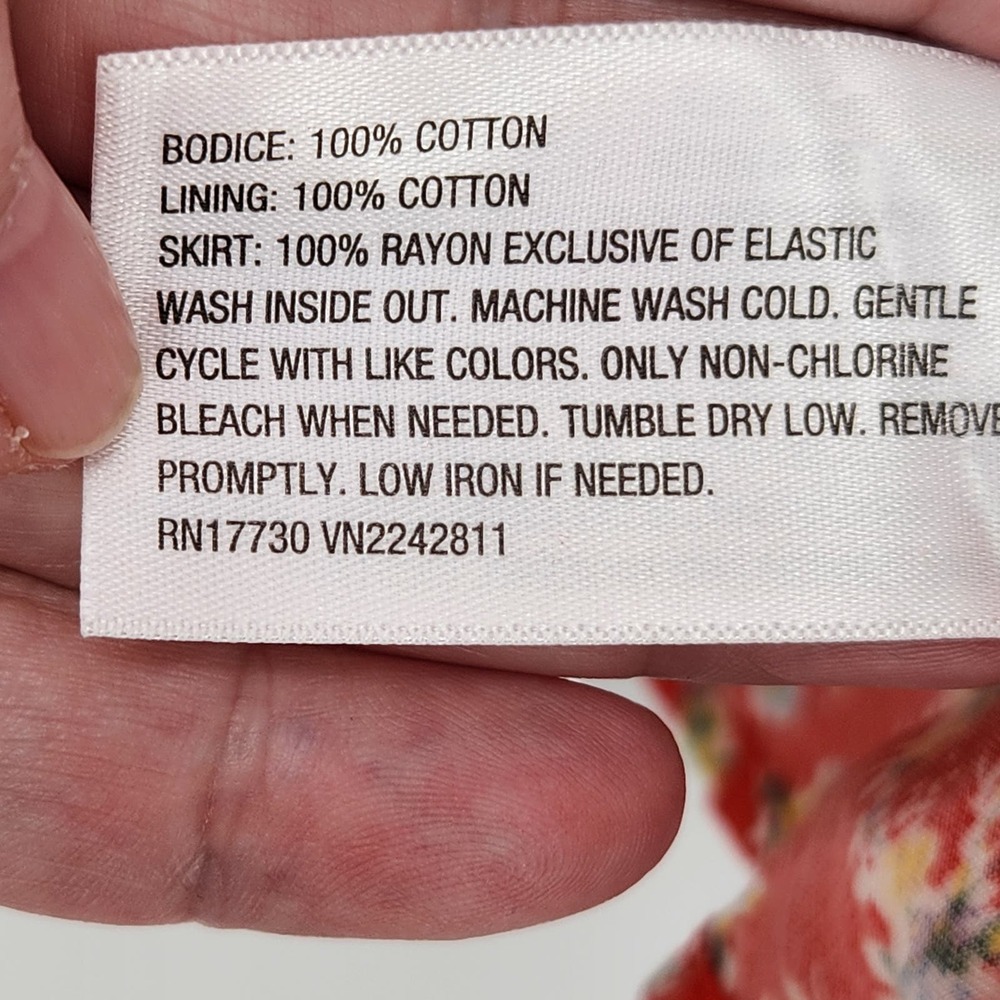 NWT Xhilaration Orange Eyelet with Floral Skirt Sleeveless Dress Women's M - Picture 6 of 7